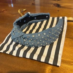 Lele Sadoughi Navy Denim Headband with Crystal Accents
